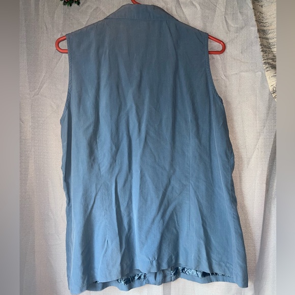 Light grayish- blue sleeveless button down for women - Picture 2 of 3